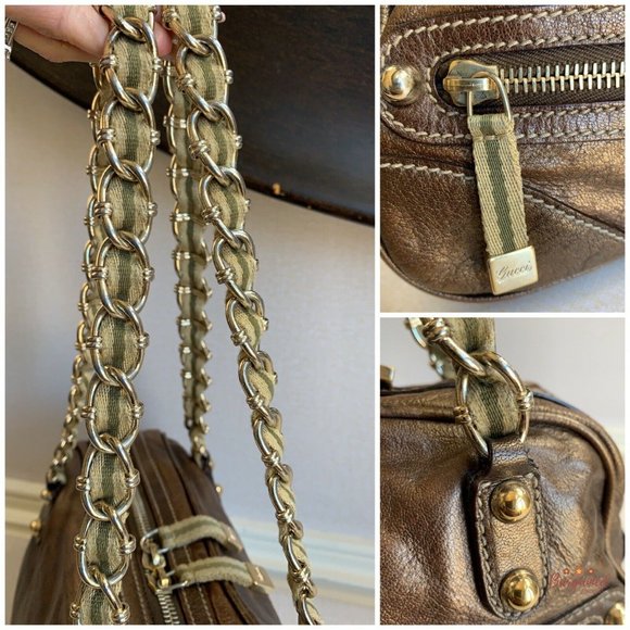 sac Gucci en cuir Brun Métalisé - Picture 6 of 10